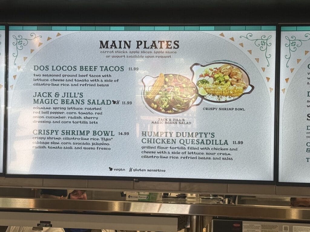 Universal Kids Resort- Comidas y Leche Menu 3